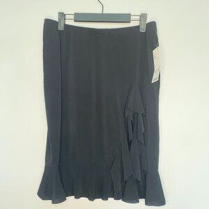 Black Stretch Skirt with Left Thigh Detail
